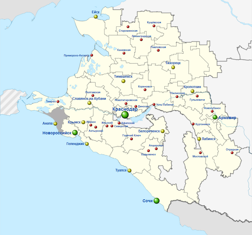 карта по запросу "Районы Краснодарского края: Анапа"
