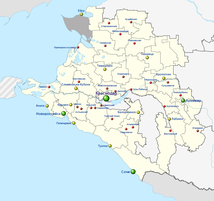 карта по запросу "Районы Краснодарского края: Ейск"