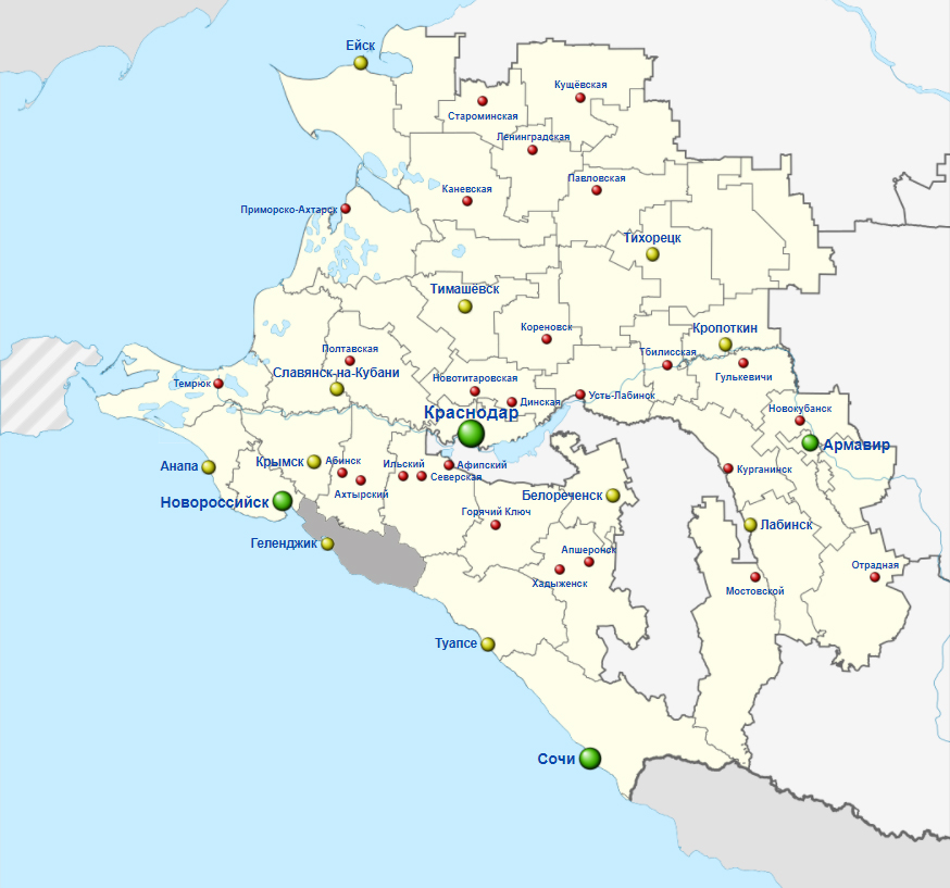 карта по запросу "Районы Краснодарского края: Геленджик"