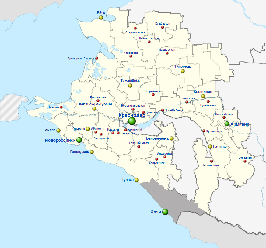 карта по запросу "Районы Краснодарского края: Сочи"