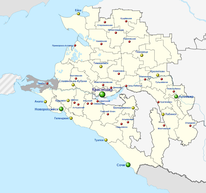 карта по запросу "Районы Краснодарского края: Тамань"