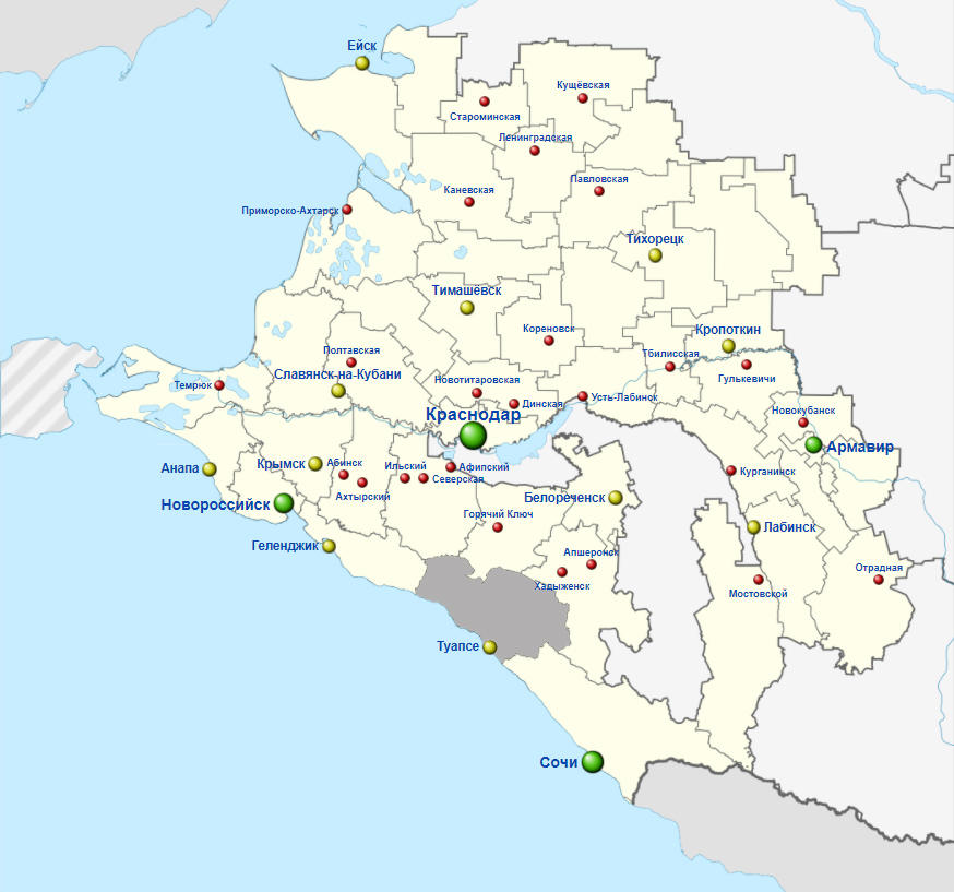 карта по запросу "Районы Краснодарского края: Туапсе"